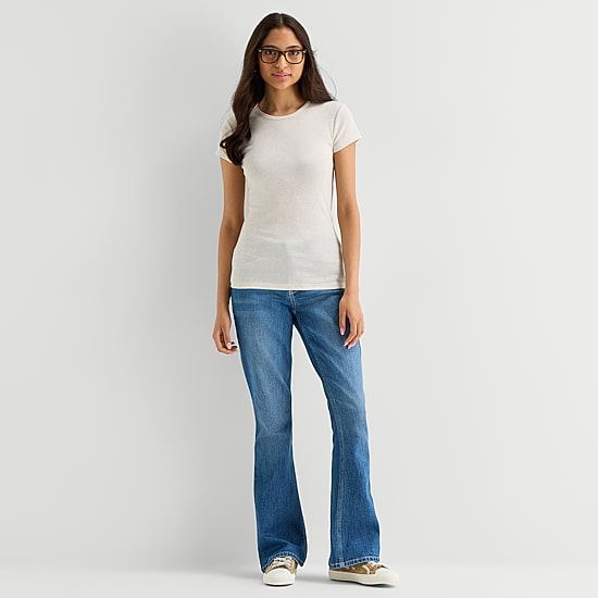 Arizona Womens Juniors Crew Neck Short Sleeve T-Shirt