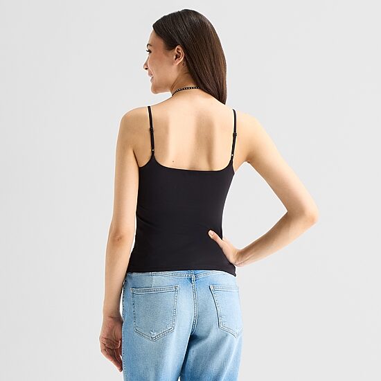 Arizona Smooth Built In Bra Womens Juniors Square Neck Sleeveless Camisole
