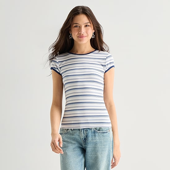 Arizona Womens Juniors Crew Neck Short Sleeve T-Shirt