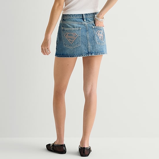 Arizona Supergirl Womens Juniors Denim Skirt