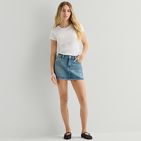 Arizona Supergirl Womens Juniors Denim Skirt