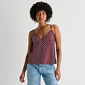 Arizona Womens Juniors V Neck Sleeveless Babydoll Top