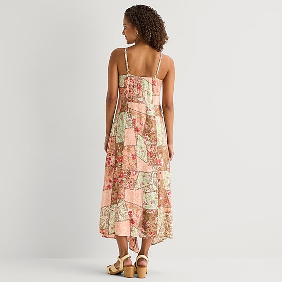 Arizona Womens Juniors Sleeveless Floral Midi Slip Dress