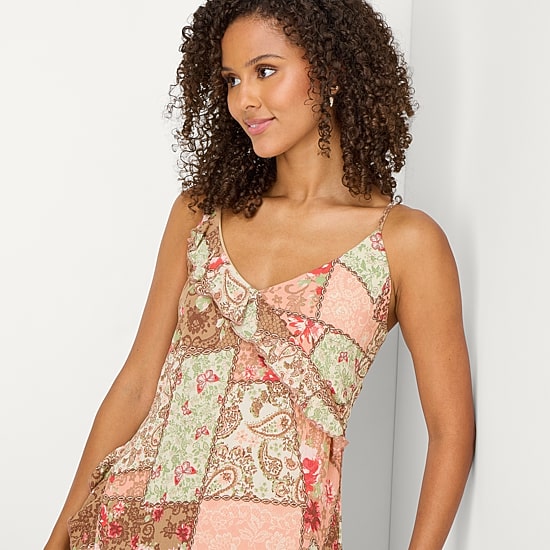 Arizona Womens Juniors Sleeveless Floral Midi Slip Dress