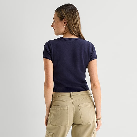 Arizona Womens Juniors Crew Neck Short Sleeve Shell