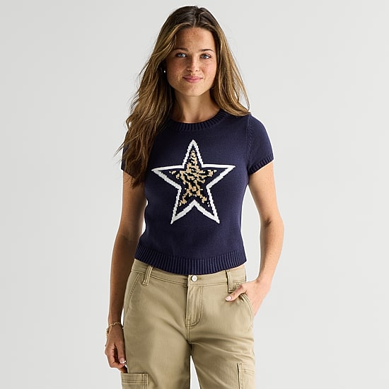 Arizona Womens Juniors Crew Neck Short Sleeve Shell