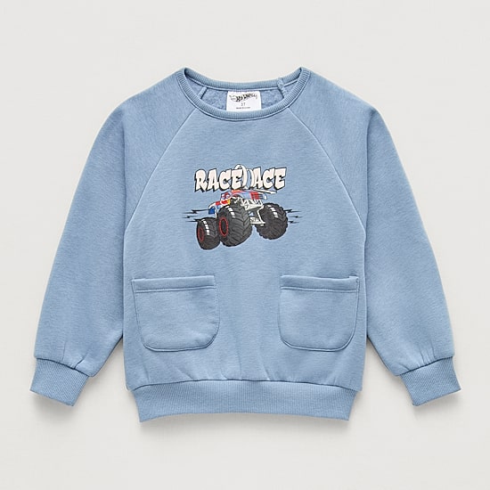 Grayson Little Toddler Boys Crew Neck Long Sleeve Hot Wheels Sweatshirt