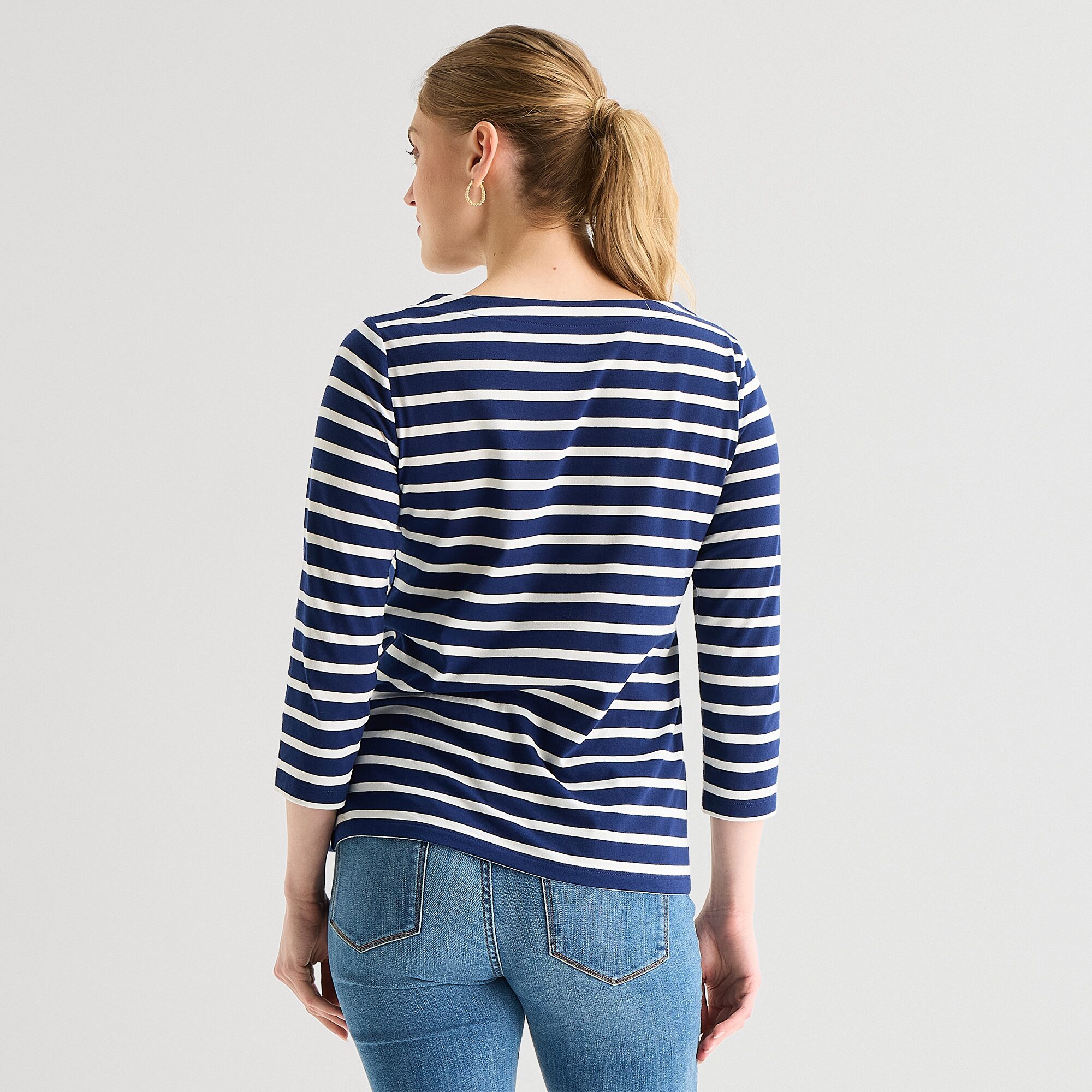 St. John's Bay Womens Boat Neck Elbow Sleeve T-Shirt