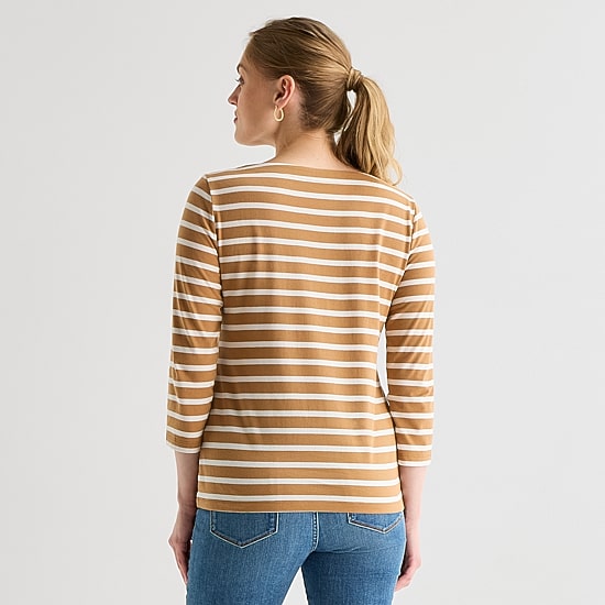 St. John's Bay Womens Boat Neck Elbow Sleeve T-Shirt
