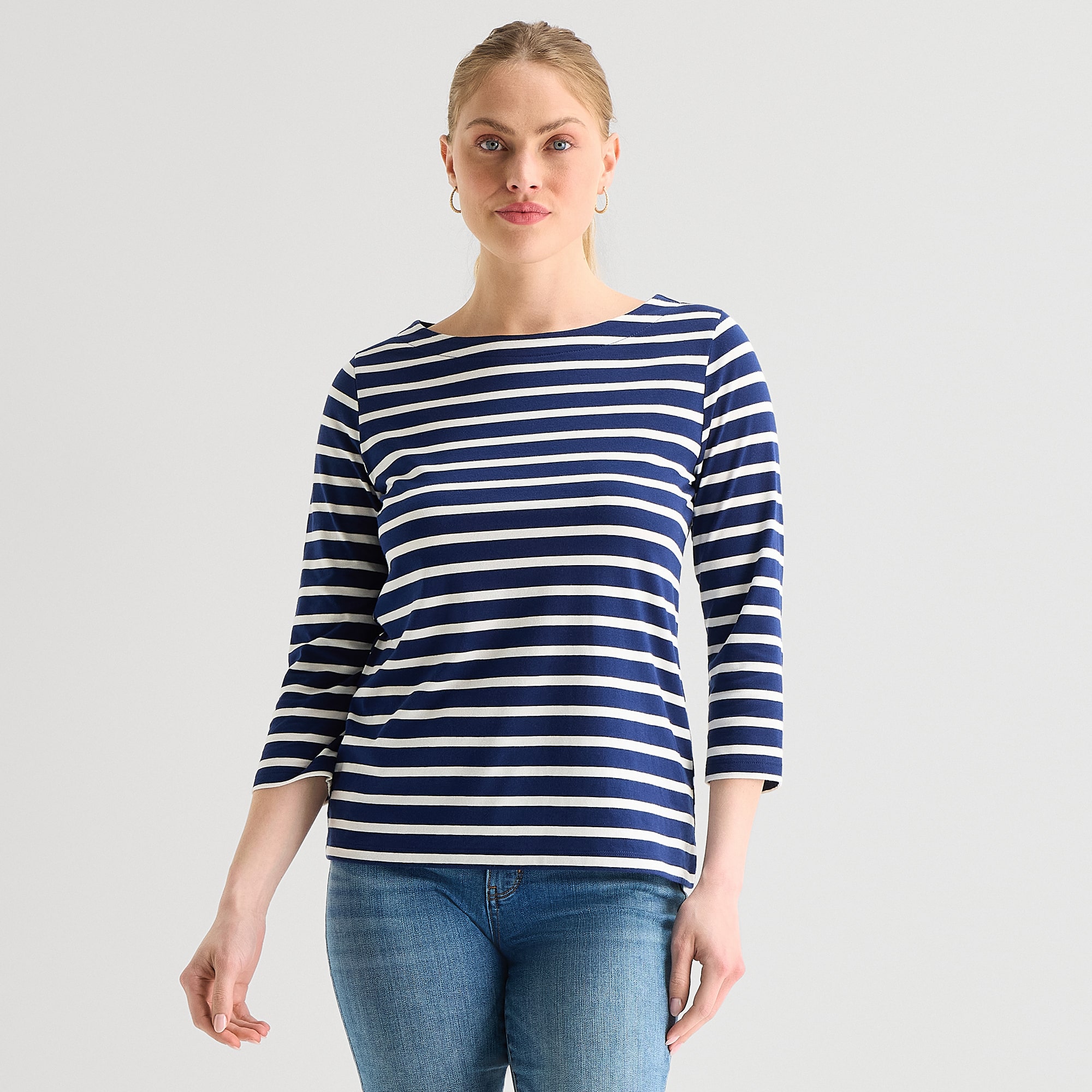 St. John's Bay Womens Boat Neck Elbow Sleeve T-Shirt