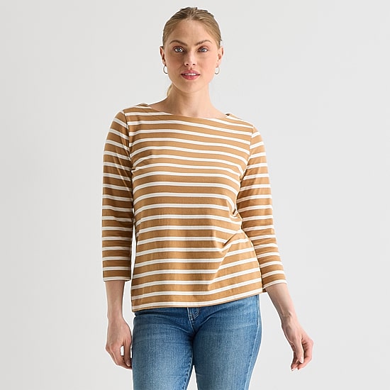 St. John's Bay Womens Boat Neck Elbow Sleeve T-Shirt