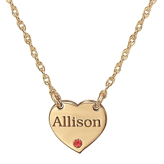 Personalized Birthstone Heart Name Pendant Necklace