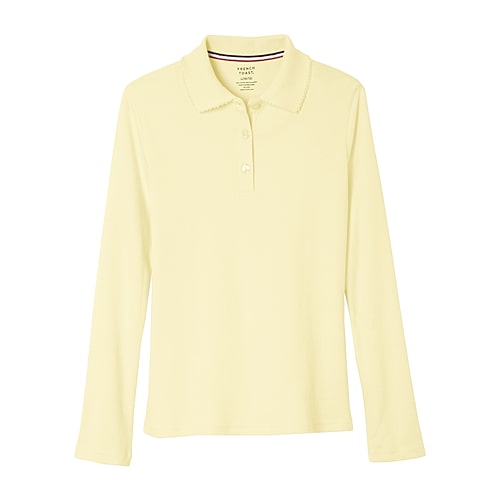 French Toast Little & Big Kid Girls Long Sleeve Regular Fit Polo Shirt, X-large, Yellow