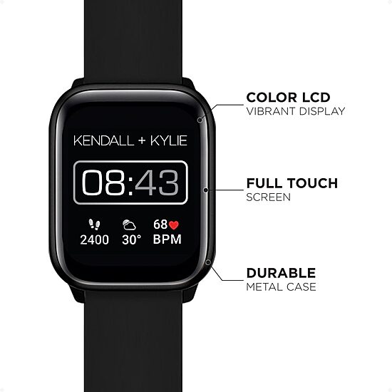 Kendall + Kylie Womens Multi-Function Black Smart Watch 900112b-42-G41