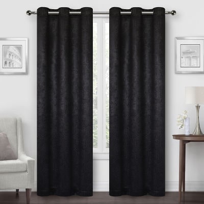 Regal Home Geo Lattice Grommet Top Energy Saving Embossed Blackout Set of 2 Curtain Panel