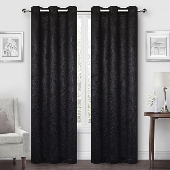 Regal Home Geo Lattice Grommet Top Energy Saving Embossed Blackout Set of 2 Curtain Panel