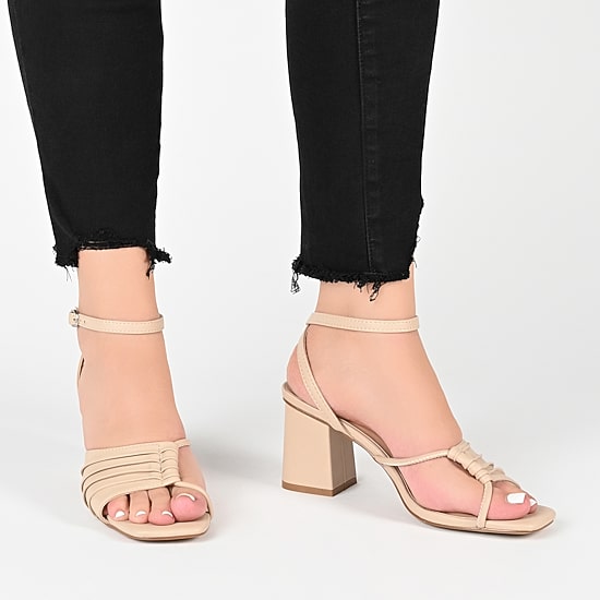 Journee Collection Shillo Womens Round Open Toe Block Heel Pumps