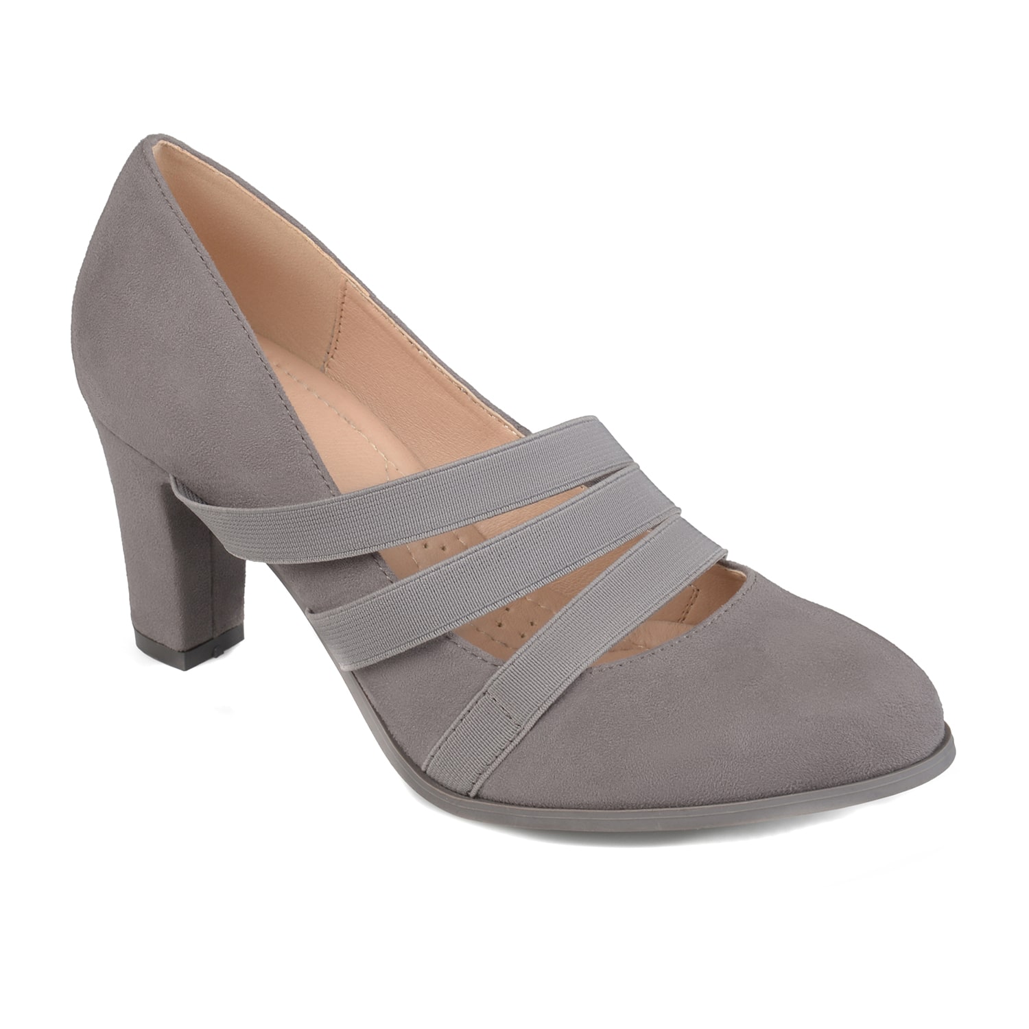 Journee Collection Loren Womens Round Stacked Heel Pumps