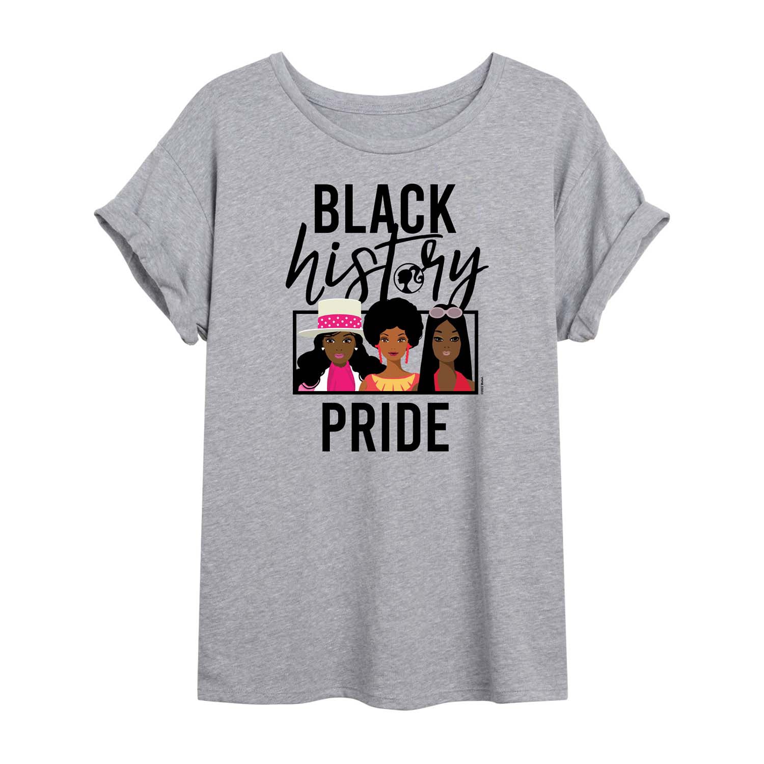 Black History Month Pride Womens Juniors Scoop Neck Short Sleeve Regular Fit Barbie Graphic T-Shirt