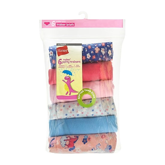 Hanes Potty Trainer Toddler Girls 6 Pack Briefs Tguptb