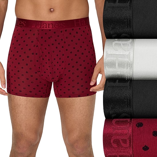 Hanes Supersoft Bonus Pack Mens 4 Pack Comfort Waistband Trunks Uo2td4