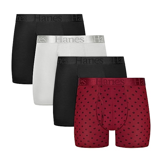 Hanes Supersoft Bonus Pack Mens 4 Pack Comfort Waistband Trunks Uo2td4