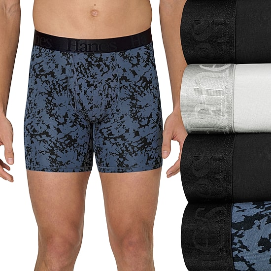Hanes Supersoft Bonus Pack Mens 4 Pack Boxer Briefs Uo2bd4