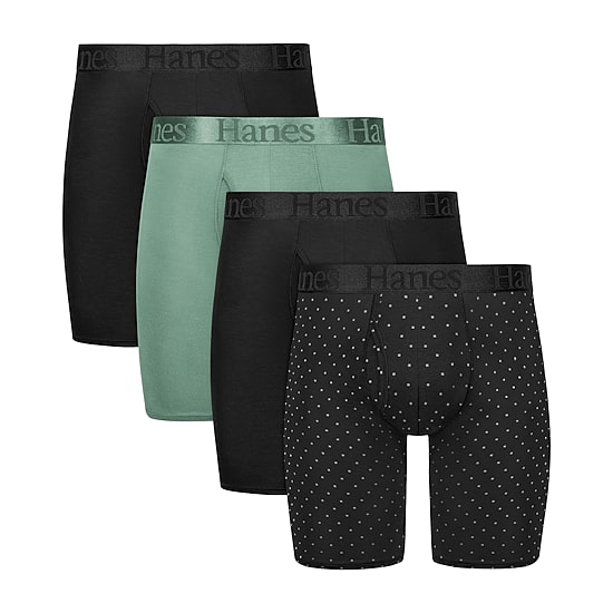 Hanes Supersoft Bonus Pack Mens 4 Pack Long Leg Boxer Briefs Uo2lp4