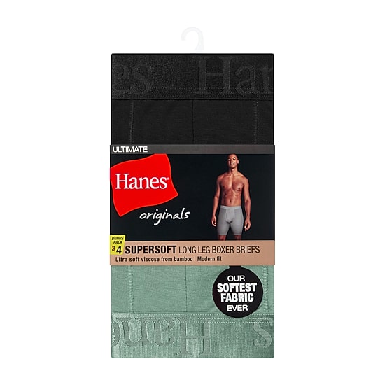 Hanes Supersoft Bonus Pack Mens 4 Pack Long Leg Boxer Briefs Uo2lp4