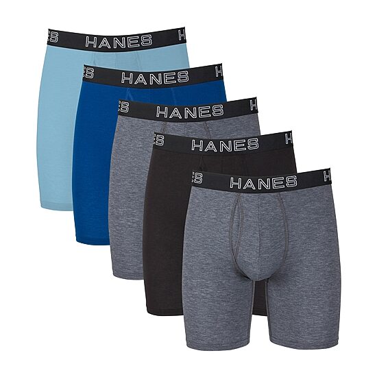 Hanes Ultimate Comfort Flex Fit Total Support Pouch Bonus Pack Mens 5 Pack Long Leg Boxer Briefs Ufsl51