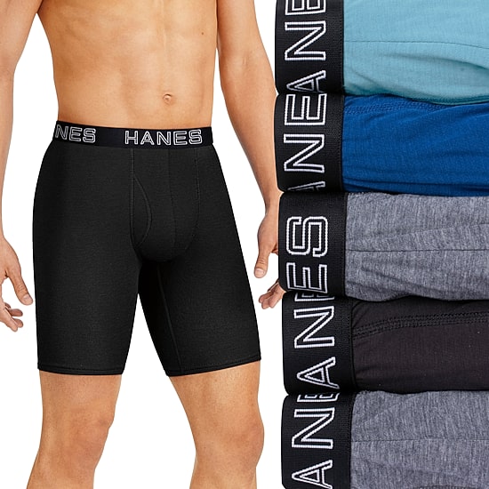 Hanes Ultimate Comfort Flex Fit Total Support Pouch Bonus Pack Mens 5 Pack Long Leg Boxer Briefs Ufsl51