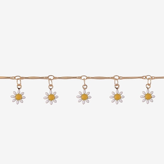 Arizona Daisy Womens 9 Inch Cable Flower Ankle Bracelet
