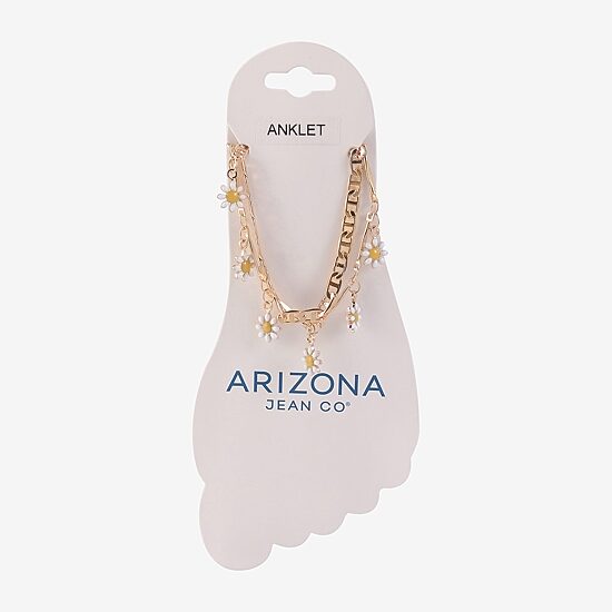 Arizona Daisy Womens 9 Inch Cable Flower Ankle Bracelet