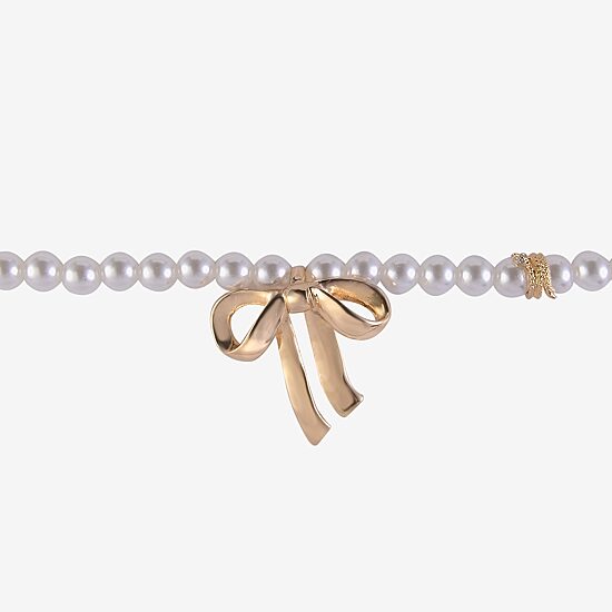 Arizona Womens Simulated Pearl Bow 16 Inch Pendant Necklace
