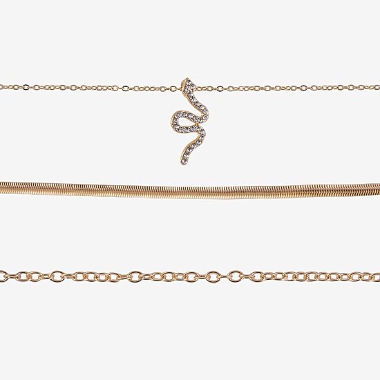Arizona Gold Tone Snake Womens Glass 3-pc. Necklace Set
