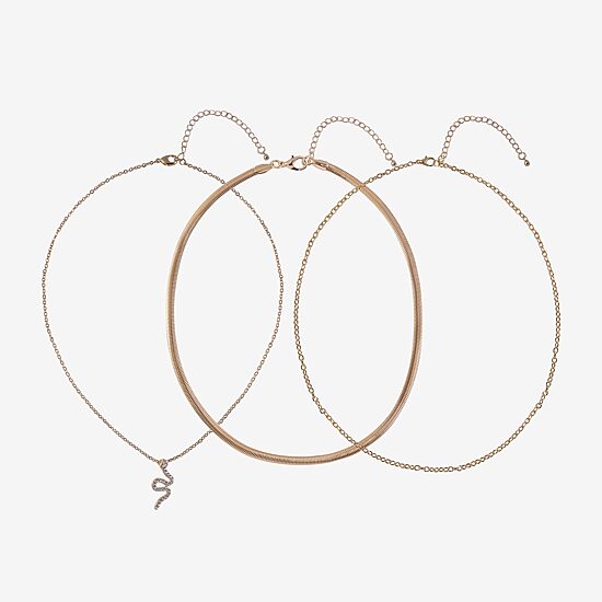 Arizona Gold Tone Snake Womens Glass 3-pc. Necklace Set