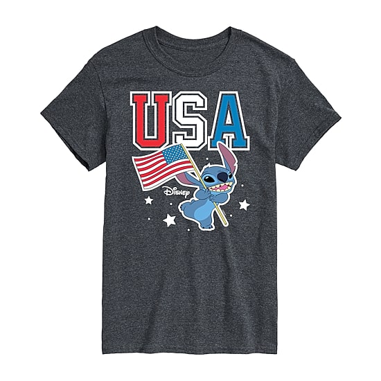 Mens Crew Neck Short Sleeve Classic Fit Lilo & Stitch Big and Tall Graphic T-Shirt