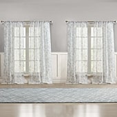 Laura Ashley Berwyn Rod Pocket Embroidered Sheer Set of 4 Curtain