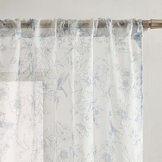 Laura Ashley Barnette Rod Pocket Sheer Set of 4 Curtain Panel