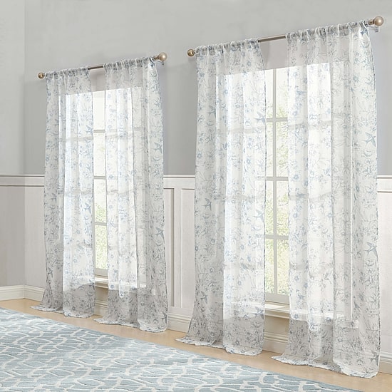 Laura Ashley Barnette Rod Pocket Sheer Set of 4 Curtain Panel
