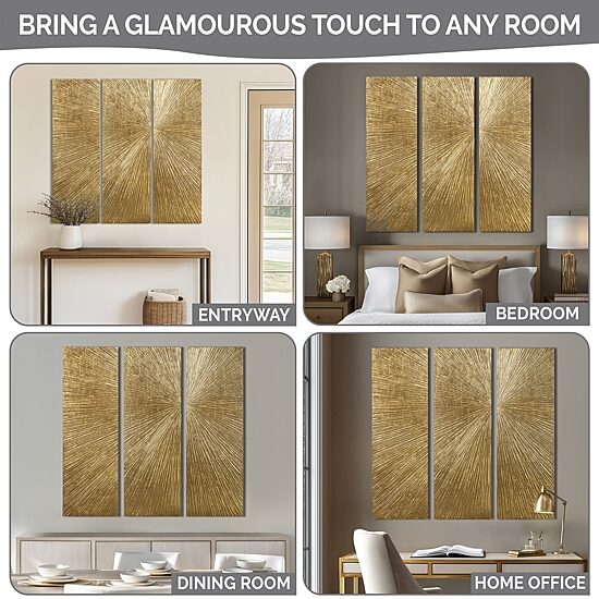 Madison Park Signature Sunburst Hand Painted Décor 3-pc. Wall Art Set