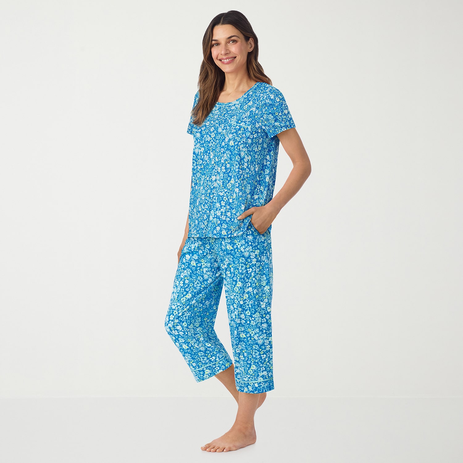 Cuddl Duds Womens Short Sleeve 2-pc. Pajama Set