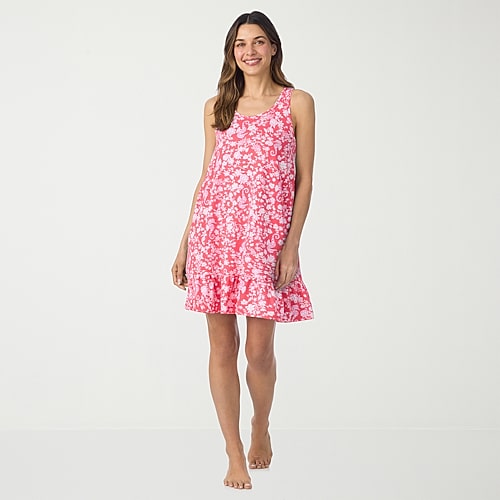 Cuddl Duds Womens Sleeveless Scoop Neck Chemise In Pink