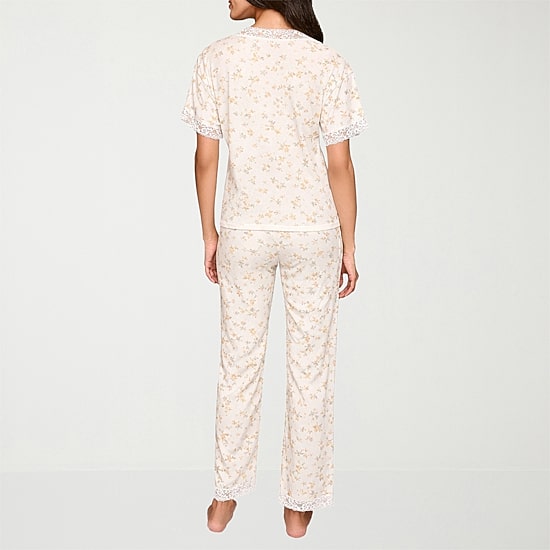 Ilusion Womens V-Neck Short Sleeve 2-pc. Pajama Set