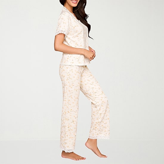 Ilusion Womens V-Neck Short Sleeve 2-pc. Pajama Set