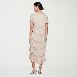 s&l fashion dresses Foil Chiffon Tiered Dress