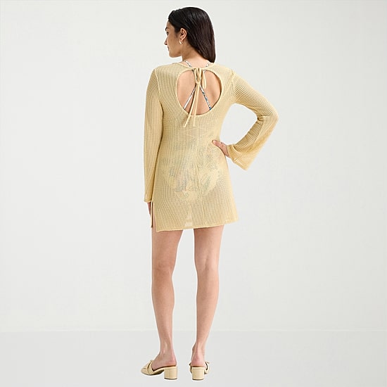Mynah Womens Embroidered Floral Dress Swimsuit Cover-Up