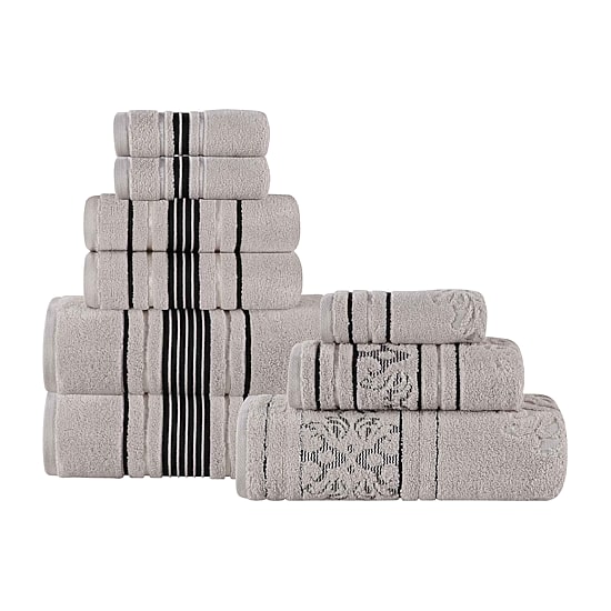 SUPERIOR® Sadie Zero Twist Jacquard Solid Cotton 9-pc. Quick Dry Bath Towel Set