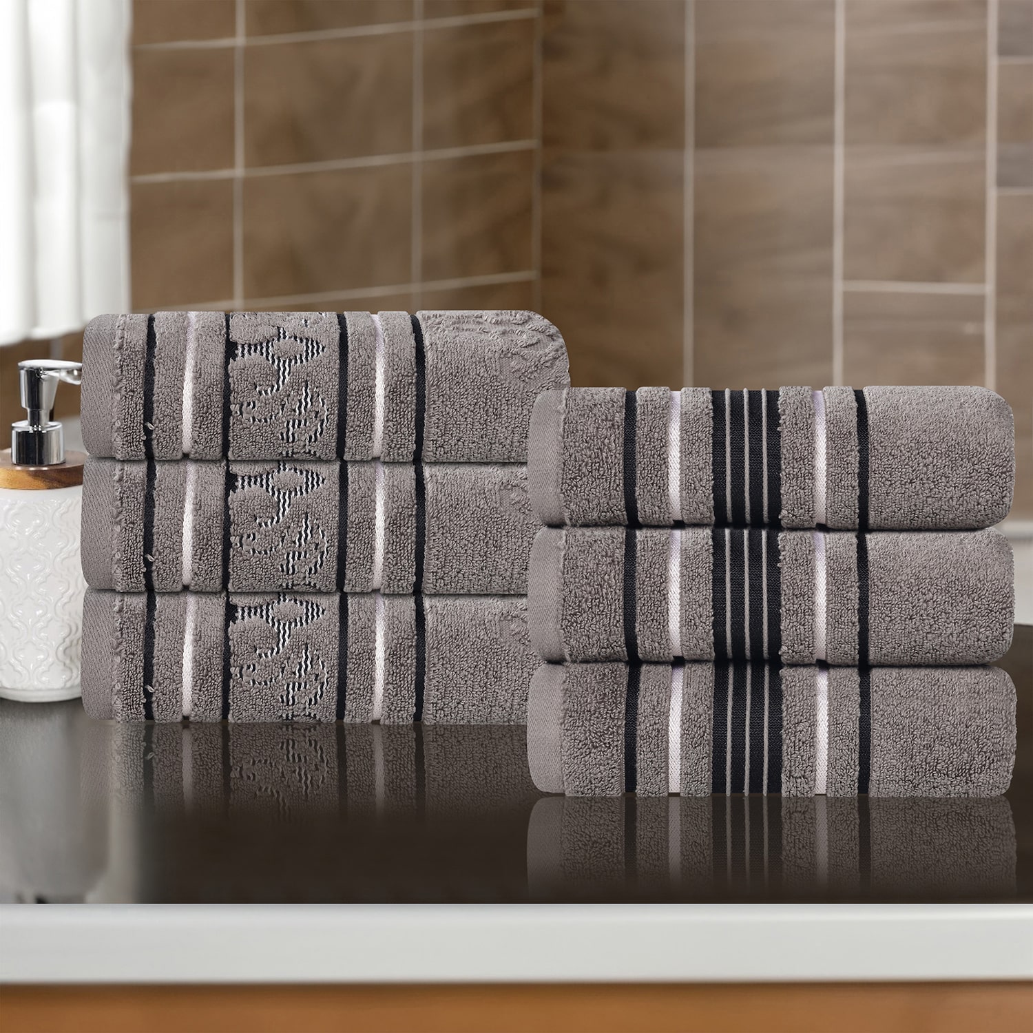 SUPERIOR® Sadie Zero Twist Jacquard Solid Cotton 6-pc. Hand Towel