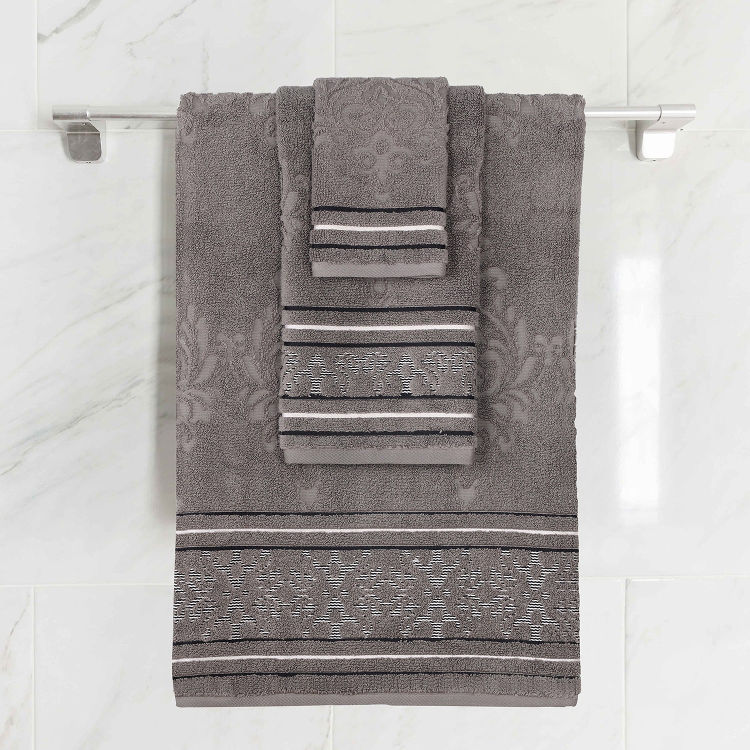 SUPERIOR® Sadie Zero Twist Jacquard Cotton 3-pc. Quick Dry Bath Towel Set